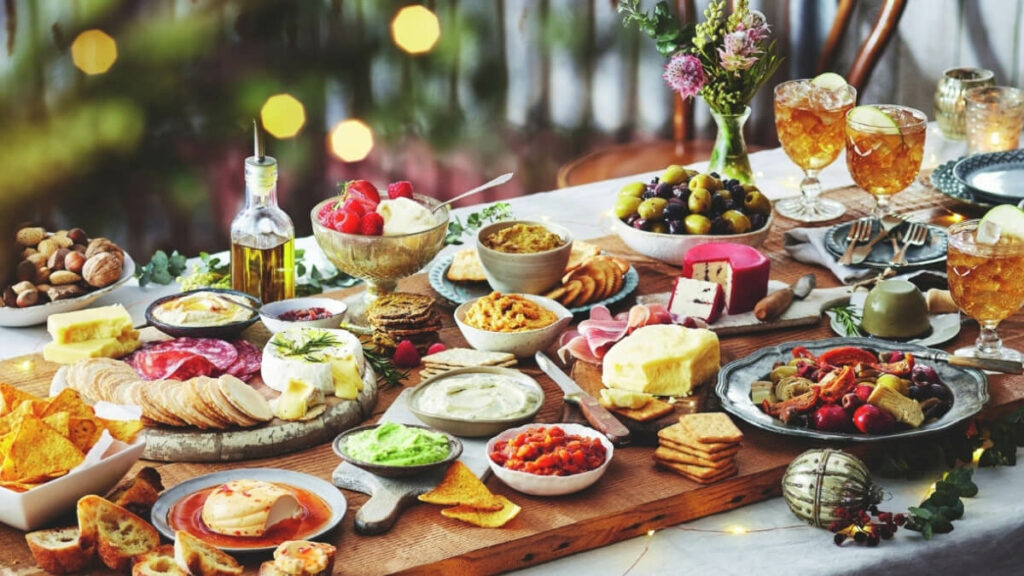 table full of food and nutrition